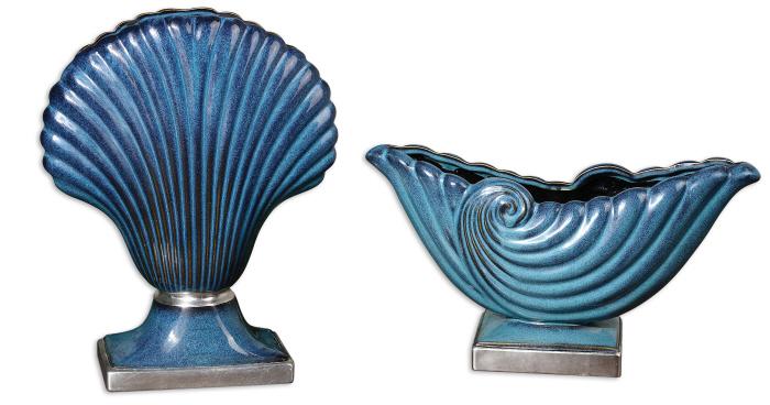 Uttermost 19772 Cobalt Shells, Vases, S/2 - фото 2