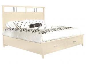 Howard Miller 951112MW / 951118MW Queen Metal Accent Bed with Storage Footboard