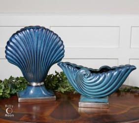 Uttermost 19772 Cobalt Shells, Vases, S/2