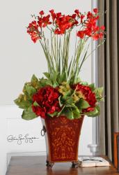 Uttermost 60099 Red Freesia In English Tole Planter